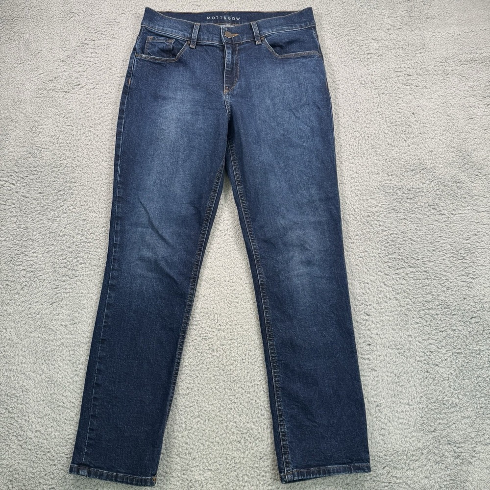 Mott & Bow Jeans Womens 27x28 Blue Boyfriend Mid Rise Medium Wash Stretch Denim